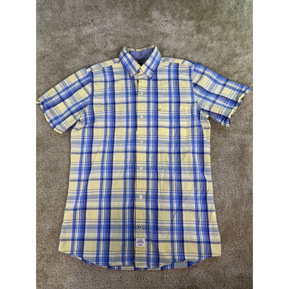 IZOD Saltwater Seaport Poplin Plaid Button-Down Shirt Mens Size Small D581